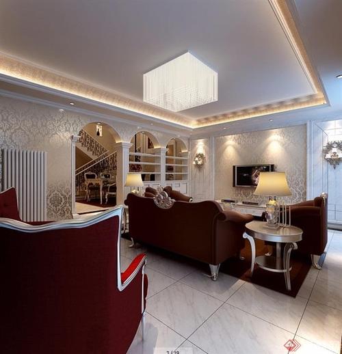 详细的完整欧式住宅室内客厅装饰设计3d模型及效果图